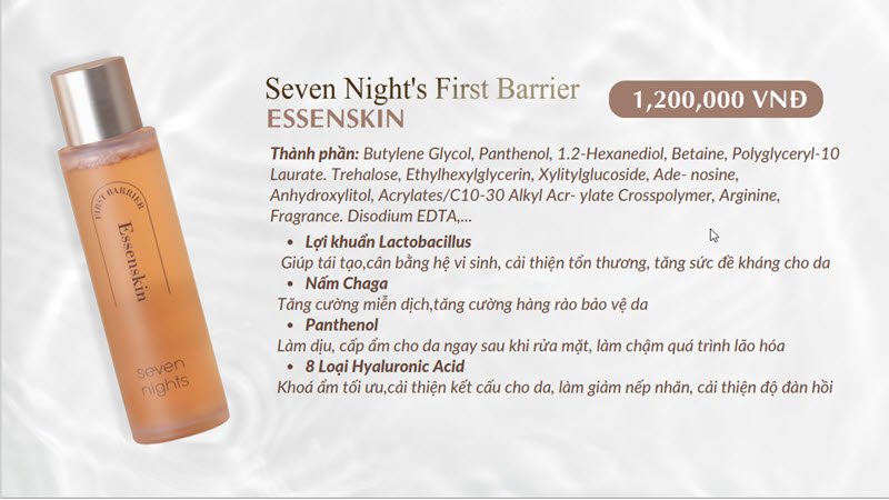 Nước dưỡng ẩm và phục hồi da Seven Night's First Barrier Essenskin